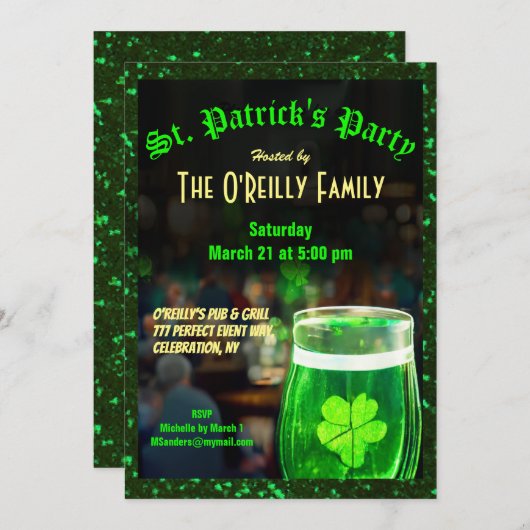 St. Patrick's Day Invitation Kaart (Voorkant / Achterkant)
