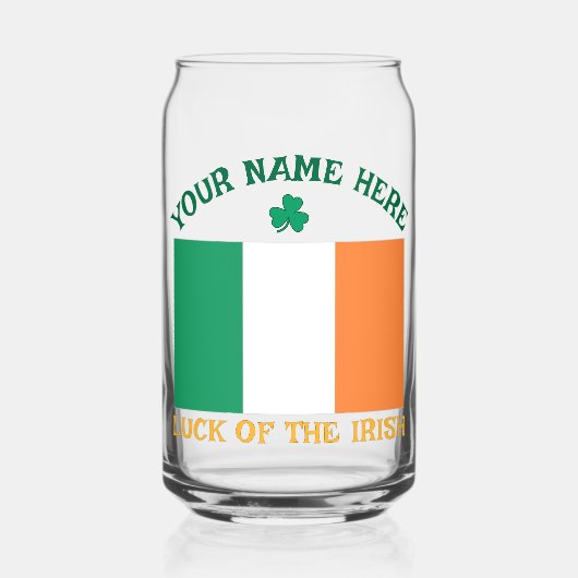 St Patrick's Day Ireland Flag Custom Name Shamrock Blikvorm Glas (Voorkant)