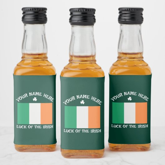 St Patrick's Day Ireland Flag Custom Name Shamrock Likeurfles Etiket (Flessen)