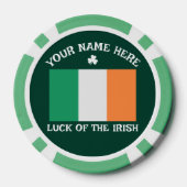 St Patrick's Day Ireland Flag Custom Name Shamrock Poker Chips (Achterkant)