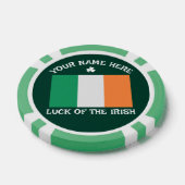 St Patrick's Day Ireland Flag Custom Name Shamrock Poker Chips (Enkel)