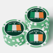 St Patrick's Day Ireland Flag Custom Name Shamrock Poker Chips (Opstapeling)