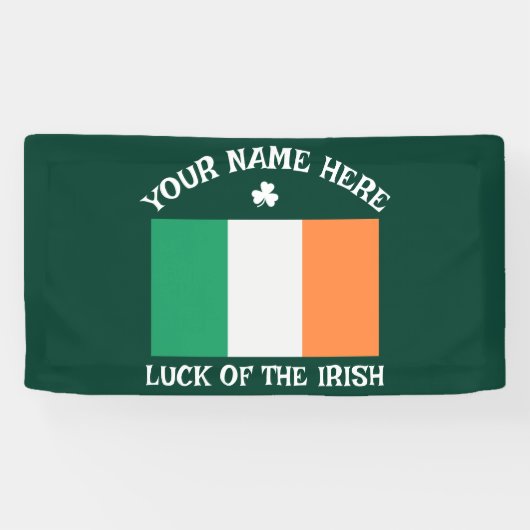 St Patrick's Day Ireland Flag Custom Name Shamrock Spandoek (Horizontaal)