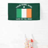 St Patrick's Day Ireland Flag Custom Name Shamrock Spandoek (Insitu)