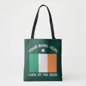 St Patrick's Day Ireland Flag Custom Name Shamrock Tote Bag (Voorkant)