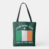 St Patrick's Day Ireland Flag Custom Name Shamrock Tote Bag (Achterkant)