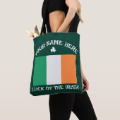 St Patrick's Day Ireland Flag Custom Name Shamrock Tote Bag (Dichtbij)