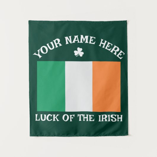 St Patrick's Day Ireland Flag Custom Name Shamrock Wandkleed (Voorkant)