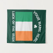 St Patrick's Day Ireland Flag Custom Name Shamrock Wandkleed (Voorkant (horizontaal))