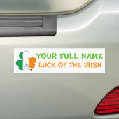 St Patrick's Day Ireland Flag Shamrock Custom Name Bumpersticker (Op auto)