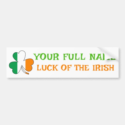St Patrick's Day Ireland Flag Shamrock Custom Name Bumpersticker (Voorkant)
