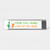 St Patrick's Day Ireland Flag Shamrock Custom Name Bureau Naambordje (Voorkant)