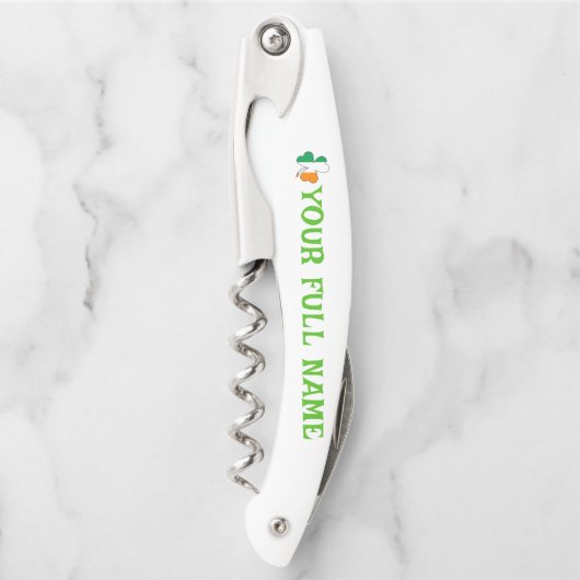 St Patrick's Day Ireland Flag Shamrock Custom Name Kurkentrekker (Voorkant)