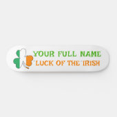 St Patrick's Day Ireland Flag Shamrock Custom Name Persoonlijk Skateboard (Horizontaal)