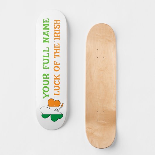 St Patrick's Day Ireland Flag Shamrock Custom Name Persoonlijk Skateboard (Voorkant)