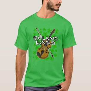 St Patricks Day Ireland Rocks Irish Fiddle Violin T-shirt