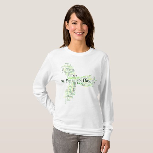 St. Patrick's Day Ireland Word Collage T-shirt (Voorkant volledig)