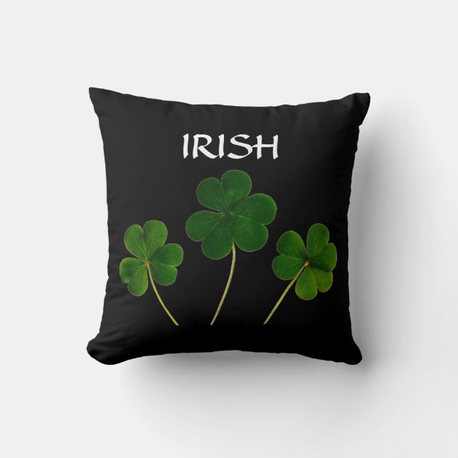 St Patrick's Day Irish 2020 Green Shamrock Black Kussen (Voorkant)