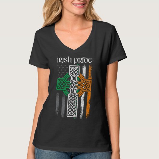St Patricks Day Irish American Flag Celtic Tshirt (Voorkant)