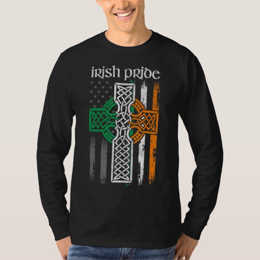 St Patricks Day Irish American Flag Celtic Tshirt (Voorkant)
