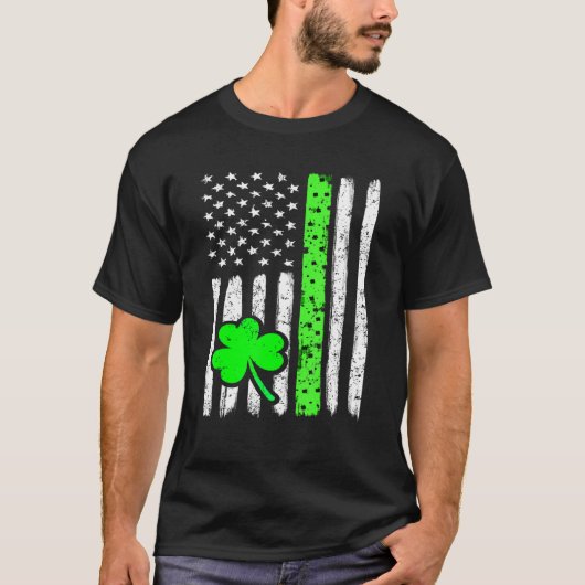 St Patrick's Day Irish American Flag Happy St Pat T-shirt (Voorkant)