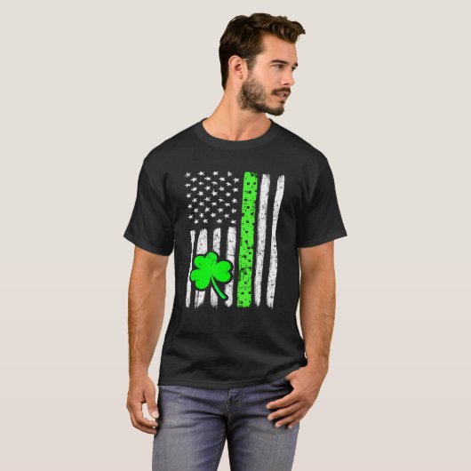 St Patrick's Day Irish American Flag Happy St Pat T-shirt (Voorkant volledig)
