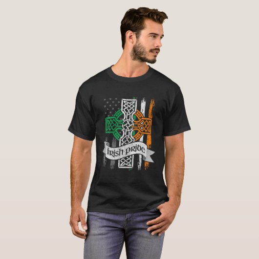 St Patricks Day Irish American Flag , Mannen Boys T-shirt (Voorkant volledig)