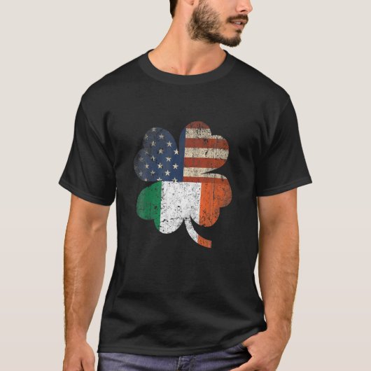 St Patrick's Day Irish American Flag  Shamr T-shirt (Voorkant)
