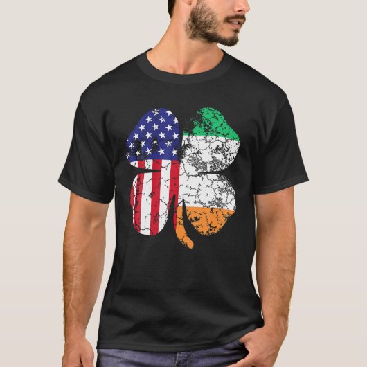 St Patrick's Day Irish American Flag Shamrock Gift T-shirt (Voorkant)