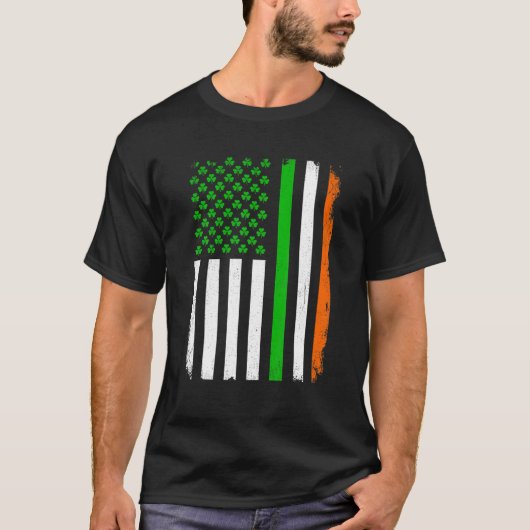 St. Patrick's Day Irish American Flag Shamrock Man T-shirt (Voorkant)