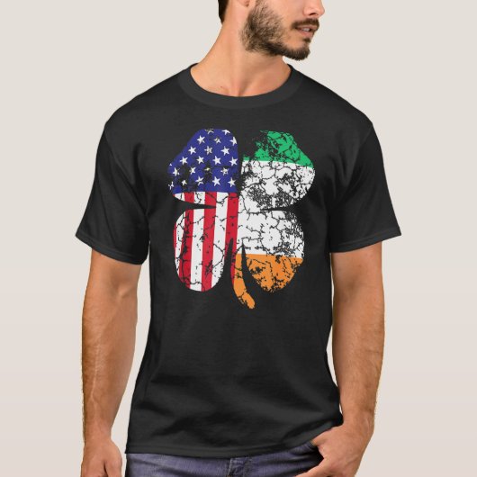 St Patrick's Day Irish American Flag Shamrock Mann T-shirt (Voorkant)