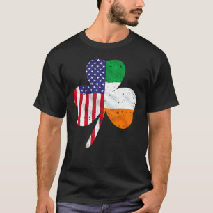 St Patrick's Day Irish American Flag Shamrock Sain T-shirt
