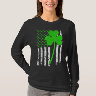 St Patrick's Day Irish American Flag Shamrock T-shirt