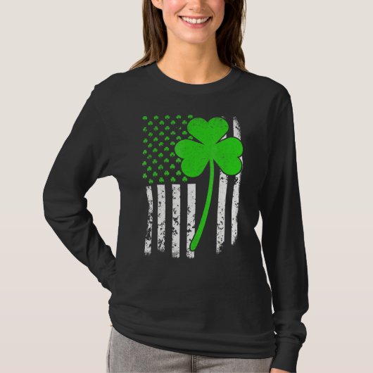 St Patrick's Day Irish American Flag Shamrock T-shirt (Voorkant)
