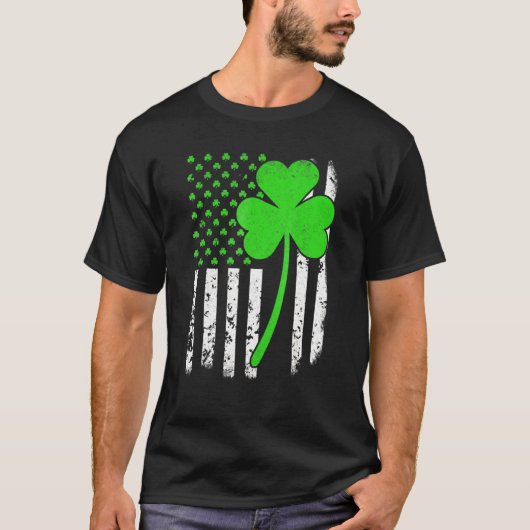 St Patrick's Day Irish American Flag Shamrock T-shirt (Voorkant)