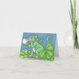 St. Patricks Day IRISH BABY DRAGON NOTE KAART Blan