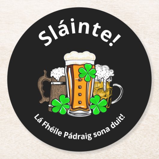 ST PATRICKS DAY Irish Beers Ronde Kartonnen Onderzetter (Voorkant)