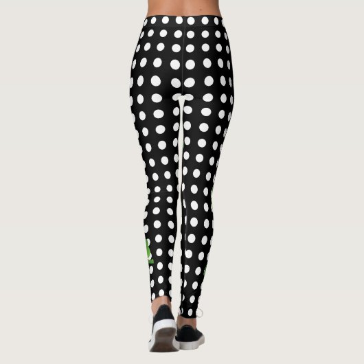 St Patricks Day Irish Black White Polka Dot Leggings (Achterkant)