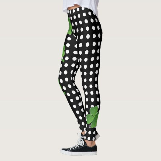 St Patricks Day Irish Black White Polka Dot Leggings (Links)