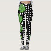 St Patricks Day Irish Black White Polka Dot Leggings (Voorkant)