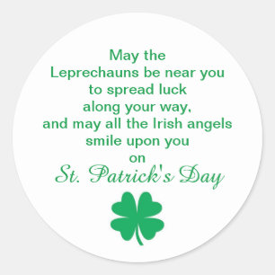 St. Patrick's Day Irish Blessing for Good Luck Ronde Sticker