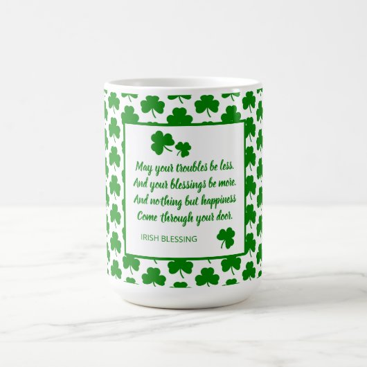 St. Patrick's Day Irish Blessing Green Shamrock Koffiemok (Center)