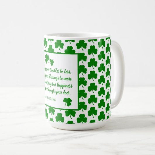 St. Patrick's Day Irish Blessing Green Shamrock Koffiemok (Voorkant rechts)