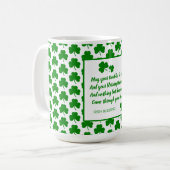 St. Patrick's Day Irish Blessing Green Shamrock Koffiemok (Voorkant links)