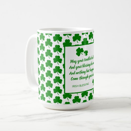 St. Patrick's Day Irish Blessing Green Shamrock Koffiemok (Voorkant links)