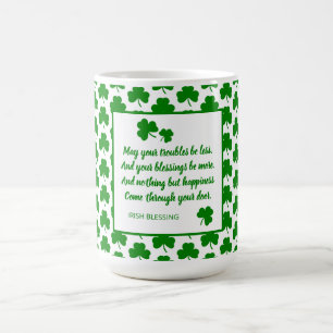 St. Patrick's Day Irish Blessing Green Shamrock Koffiemok
