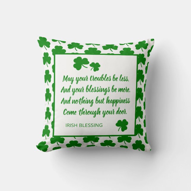 St. Patrick's Day Irish Blessing Green Shamrock Kussen (Voorkant)