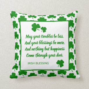 St. Patrick's Day Irish Blessing Green Shamrock Kussen