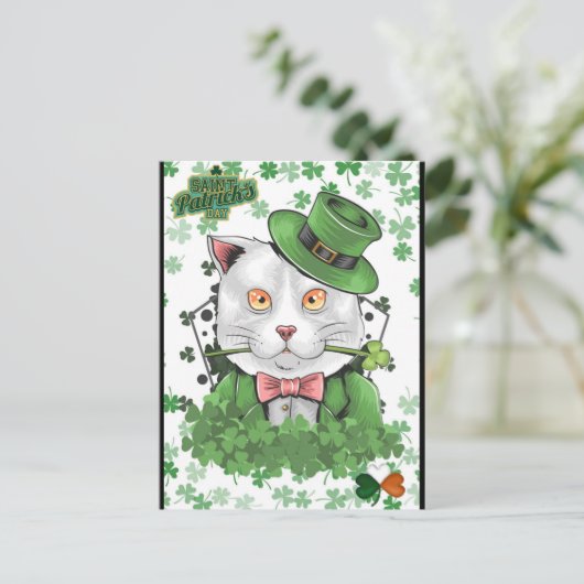 St. Patrick's Day Irish Cat Briefkaart (Staand voorkant)