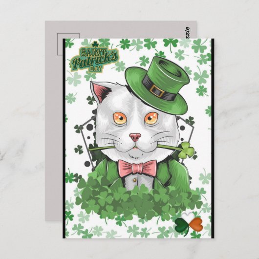 St. Patrick's Day Irish Cat Briefkaart (Voorkant / Achterkant)